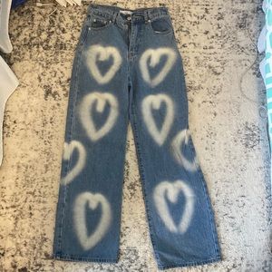 Blue and White heart jeans